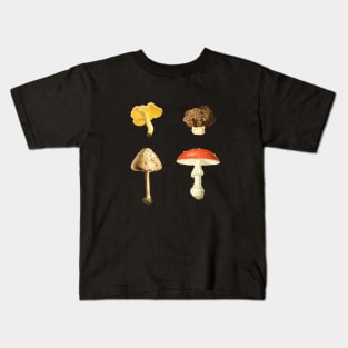 Autumn Mushrooms - 4 Vintage Mushroom Illustrations Kids T-Shirt